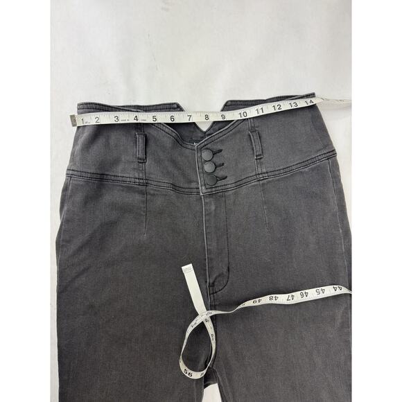 Y2K Bebe High Waisted High Rise V-Front Skinny Jeans Black Gray Grunge Women 32 - Picture 3 of 10
